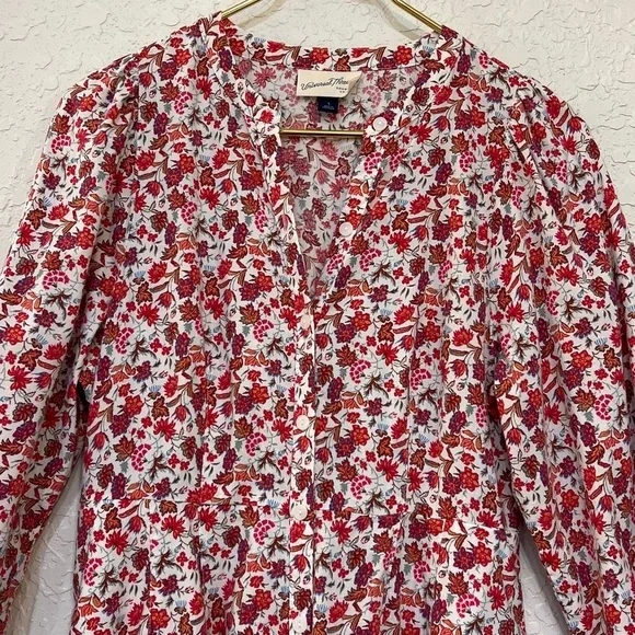 Universal Thread Floral Maxi Dress Button Front Long Sleeve Pockets - Picture 4 of 12